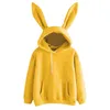 Kadın Hoodies Sweatshirts Sonbahar Kış Kawaii Tavşan Kulakları Moda Hoody Sıradan Renkler Düz Renk 230206 İçin Sıcak Sweatshirt