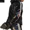 Tute da uomo PU Leather Gloss Wetlook Jacke Jacket Felpa con cappuccio Tuta da jogging Sportswear 230206