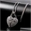 Hänghalsband isade ut trasiga hjärtdesigner unisex bling crystal strass charm guld sier kedja hip hop halsband drop dhgarden dhwjh