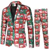 Costumes pour hommes Blazers mode manteau de fête décontracté coupe ajustée Blazer boutons 3d noël imprimé Floral peinture ensemble T2G 230207