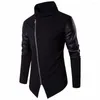 Men's Hoodies PADEGAO Moto Style Knitted Jackets PU Leather Long Sleeve Turtlrneck Slim Punk PVC Winter Coat Men