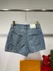 Women's Shorts luxuriousFashion Leather Patchwork Plaid Denim Short2023 Summer Waist Skinny Short Jeans For Woman 13X2