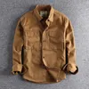 Herren-Freizeithemden, Retro-Männer-Cargo-Hemd, Jacke, Segeltuch, Baumwolle, Khaki, Militäruniform, leichte Freizeit-Arbeitshemden im Safari-Stil, Herren-Oberbekleidung, 230207