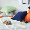 Housse d'oreiller solide, gris, bleu, Orange, vert, 45x45cm, pompon, boule tricotée, canapé-lit doux, décoration de chambre d'enfant