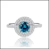 Кластерные кольца Голубое циркон Медное обручальное кольцо для женщин Чистое камень для родов круглый платиновый элегантный ювелирный подарки доставка Dh9ph