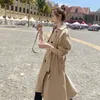 Women's Trench Coats 2023 Female Fashion Coat Beige Double-breasted Blue With Spring Belt Autumn Korean Loose Phyl22