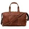 Duffel Taschen Luufan Echtes Leder Männer Reisetasche Vintage Crazy Horse Männliche Laptop Handtasche Große Kapazität Gepäck Tote