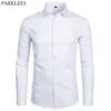Mäns casual skjortor mäns toppkvalitet klänning skjortor mode smal passande långärmad skjorta män svart vit formell knapp upp skjorta kemis homme 230207