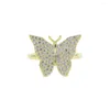 Wedding Rings 2023 Leuke mooie vlinderring Goud kleur wit roze blauw kubieke zirkonia dierenontwerp vinger sieraden
