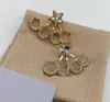 Boucles d'oreilles à breloques en or avec lettres à la mode, pour femmes, fête, amoureux de mariage, cadeau, bijoux de fiançailles, avec boîte