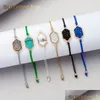 Bangle Fashion Simple Colorf Crystal Handmased Woven Armband f￶r kvinnor Diamond Cluster Wax Rope Jewets Gift Drop Leverans Armband Dh6te