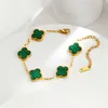 Luxury Design Double Side Clover Charm Bracelet Bangle 18K Gold Stainless Steel Jewelry for Gift
