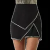 Etek kadın seksi siyah etek düğmeleri yaz moda elastik bel alevlendi pileli etek elbise büyük boy elbise xs-8xl 230207