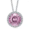 Chaînes 2023 S925 Argent 5 Collier de feux d'artifice rose fumée Chaîne à pendentif en diamant à haute teneur en carbone