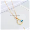 Pendant Necklaces Wholesale Creative Geometric Cross Hollow Blue Eyes Clavicle Chain Necklace Devils Eye 148C3 Drop Delivery Jewelry Dha2J