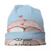 Beretten schattig paar kat mochi perzik en goma beanie cap unisex winter warme motorkap femme breien hoeden buiten schedels muts caps9576029