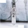 Pendant Necklaces 5.1 X 1 1Cm Dragon Shaped Natural Stone Necklace Hexagonal Aura Head Crystal Column Jewelry For Lovers Dro Dhgarden Dhk91