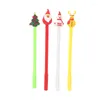 2PC Cartoon Elk Christmas Gel Pen Kawaii Learning Stationery Escritura creativa Suministros de oficinas de examen de examen negro Suministros