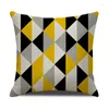 Oreiller Frigg jaune noir housse de canapé géométrique marbre lin coton taie d'oreiller décoration de la maison décor cas 45x45 cm