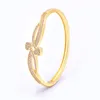 Bangle Luxury CZ Crystal Gold-Plated Double Heart Design Women Armband Bröllopsarmbandsmycken Dropbangle Bangle BangleBangle Kent22