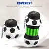 water bottle 550ml Football Water Bottle Foldable Sprorts Water Bottles Soccer Portable Fold Ball Silicone Water Cup For Outdoor Kids Gift 230206