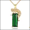 Подвесные ожерелья доминируя на животном леопардовом большом камене для мужчин Женщины зеленый циркон желтый золото