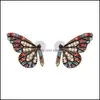 Stud Colorf Crystal Butterfly Wing Earring voor vrouwen Elegant Gold Plating Trendy Party Bruiloft Sieraden Drop levering oorbellen DH5IS