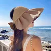 Big-eaves hat Fisherman's hat basin hat summer beach visor hat Breathable bow design