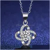 Pendentif Colliers 30 Sterling Sier Ajouter Blanc Cooper Zircon Imitation Mossan Diamant Collier Femmes Lucky Clover Bijoux Dro Dhgarden Dhv2C