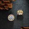 Stud 10Mm Cube Zirconia Round Earring For Women Girl Fashion Gold Plated Antiallergy Pin Jewelry Gift Drop Delivery Earrings Dhba9