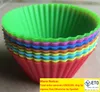 Mélange de couleurs forme ronde Silicone Muffin Cupcake 7CM moule ustensiles de cuisson fabricant moule plateau cuisson tasse Liner moules de cuisson