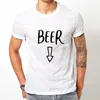 T-shirt da donna Coppia Top Tee Donna Divertente Top Amanti T-shirt T-shirt Annuncio di gravidanza Baby Beer Pancia Mamma Mamma AbbinamentoDonna