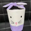 Easter Bunny Tags Barrel emmermand Plaid patchwork cartoon konijn oor bowknot canvas draagtas nieuwjaar geschenken eier snoepjes handtas tt0207