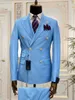 Heren Suits Blazers Lichtblauw Rood Groen Double Breasted Slim Fit Men Wedding Tuxedos Business Party Prom Man Blazer kostuum Homme 230207