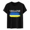 Kvinnors T-skjortor Lovessales Ukraina Flagg Solros Tryckt T-shirt Politisk grafik O Neck Kort ärm Bomull