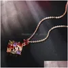 Lockets American and European New Flowers 3A Zircon Pendant Anti Allergy Versatile Classic Four Claw Necklace Drop Delivery Dhgarden Dh1xf