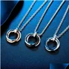Colliers pendants en gros tiktok japon cor￩en 24 pouces hiphop m￩trosexuel trois anneaux en acier en acier