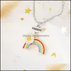 Collares colgantes Mujeres Costura Corazón Arco Iris Amistad Pareja Collar para Niñas Moda S Amigo Gargantilla Joyería Gota Entrega PE DHPQF