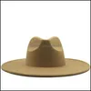 Chapeaux À Large Bord Style Britannique Laine D'hiver Solide Classique Fedoras Cap Hommes Femmes Panama Jazz Chapeau 9.5Cm Grand Blanc 201028 821 R2 Drop Deli Dhspg