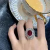 Cluster Rings Elegant Vintage Princess Wedding For Women Luxury Red CZ Crystal Temperament Marquis Banket Party Finger Jewelry