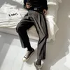 Men s Pants Black Ankle length Casual Mens Clothing Solid All match Fashion Harajuku Streetwear Loose Chic Straight Mid waist Daily 230207