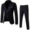 メンズスーツブレザー3PCSSETメンズスーツブレザーパンツクラシックビジネス紳士フォーマルグルームウェディングドレスプラスサイズのソリッドスーツの男性服230207