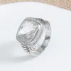Anéis femininos e masculinos clássicos femininos 14 mm topázio branco anéis de zircão moda joias acessórios anéis anéis