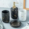 Set di accessori per il bagno Set di accessori per il bagno Dispenser di sapone in marmo per uso domestico Tazza per spazzolino da denti in ceramica Articoli da toeletta Decorazione Lavaggio dei piatti