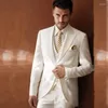 Men's Suits Custom Made 3 Pieces Groom Tuxedos Wedding For Men Groomsmen Mens (Jacket Pant Vest Tie) Terno