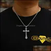 Colliers de pendentif Gold Long Diamond Cross 925 Sterling Sier Party Wedding Pendants Collier For Women Men Moisanite Jewelry Gift 63 DHPXE