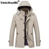 Men's Trench Coats Trench Coats Long Lapel Windbreakers Casual Jacket Men Spring Autumn Cotton Male Clothes Man Hooded Winter Jackets Solid Color 230207