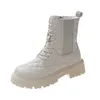 Up Stiefel Unten Damen Gitter Knöchel Spitze Dicke Leder Frauen Moderne Plüsch Warme Mode Weibliche Schuhe 2024 Winter 823