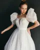 Shiny Glitter Wedding Dress with Puff Short Sleeve Boho Princess Bridal Gown Sequined Vestidos de Novia Custom Made Robe de Mariage