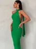 Günlük Elbiseler Kriptografik Dantelli Seksi Backless Kolsuz Maxi Elbise Halter Yaz Moda Kıyafetler Kadınlar için Parti Kulübü Elbisesi Vestido 230206